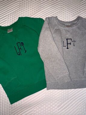 Hanna Andersson Bright Green + Grey Crewneck Sweatshirt